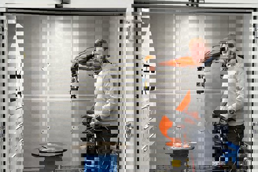 Zack Kirkman of ASG AMF Engineering programmes the new thermal spray robot