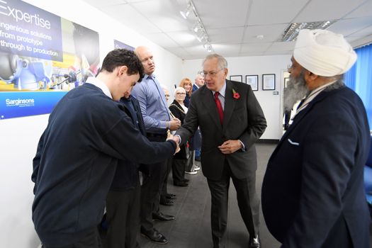 His Royal Highness The Duke of Gloucester visited Sarginsons' headquarters in Coventry 