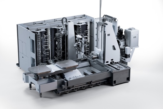 The compact Heckert H100 allows for easy automation with enhanced clamping hydraulics and simplified interfaces for pallet storage and robot cells 