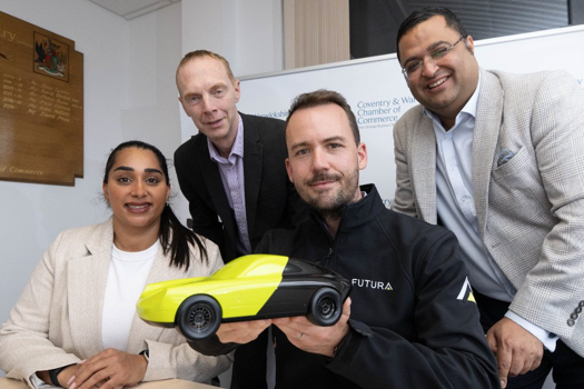 (L-R) Kierandeep Bal (Coventry City Council), Russell Grant (Chamber of Commerce), Daniel Abel (Futura Design), and Gurprit Singh (Chamber of Commerce)