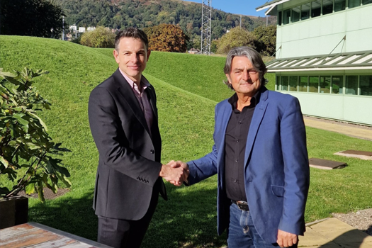 Adam Ball (left) is taking over as Commercial Director of Lantek UK, from Rob Powell (right)